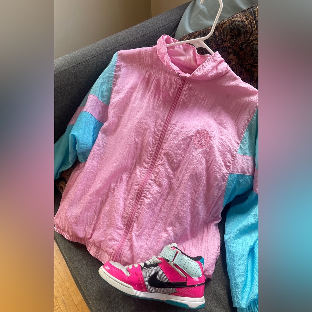 Womens Windbreaker Light Blue Pink Vintage Pierre Cardin Windbreaker M 90s